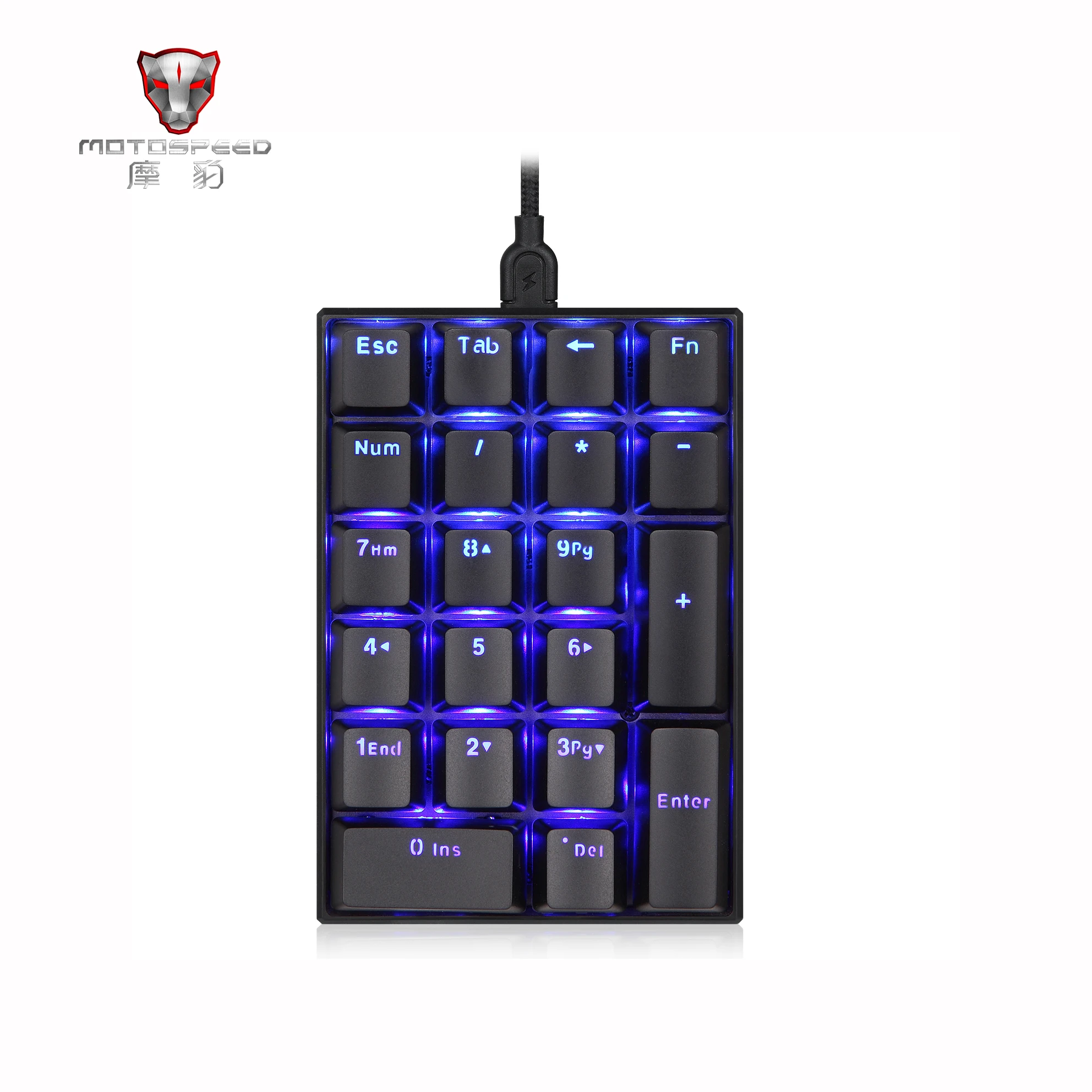 Motospeed K23 USB Проводная цифровая механическая клавиатура с Kailh коробка переключатель черный синий светодиодный подсветка 21 клавиши ноутбука