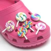 2021 new lollipop butterfly clog shoes charm soft pvc custom colorful shoe charm kid croc sandals accessories child party favors