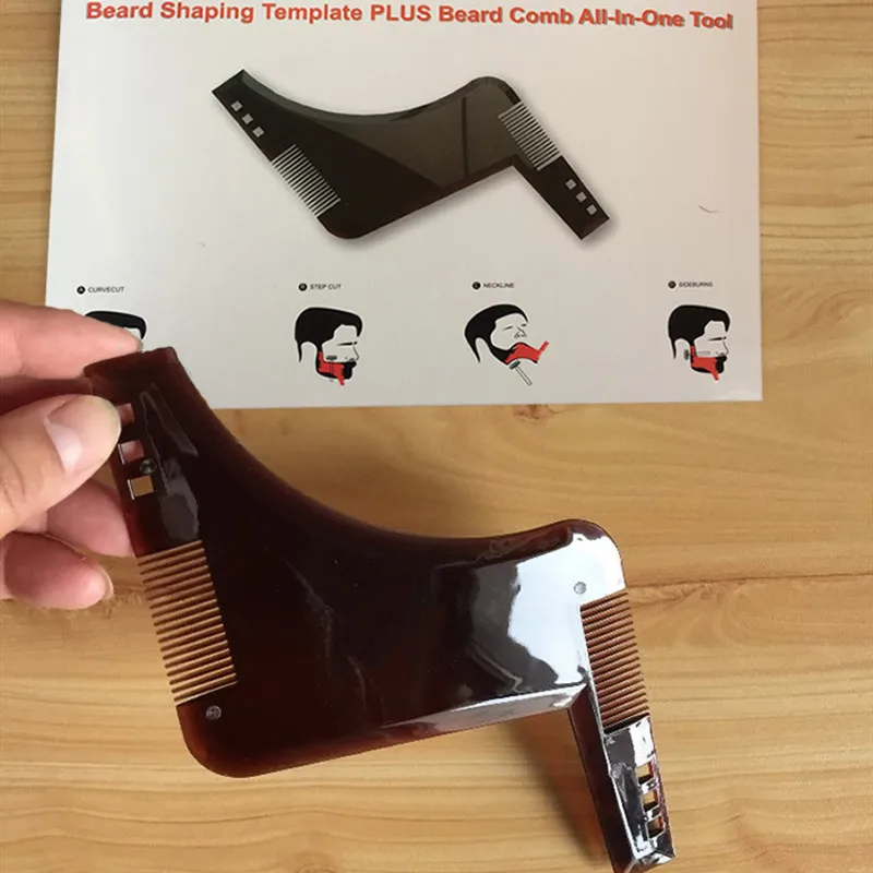 

Men Beard Shaping Styling Template Ruler Combs Appearance Moustache Moulding Hairdressing Plastic Beard Hair Care Comb Dropships