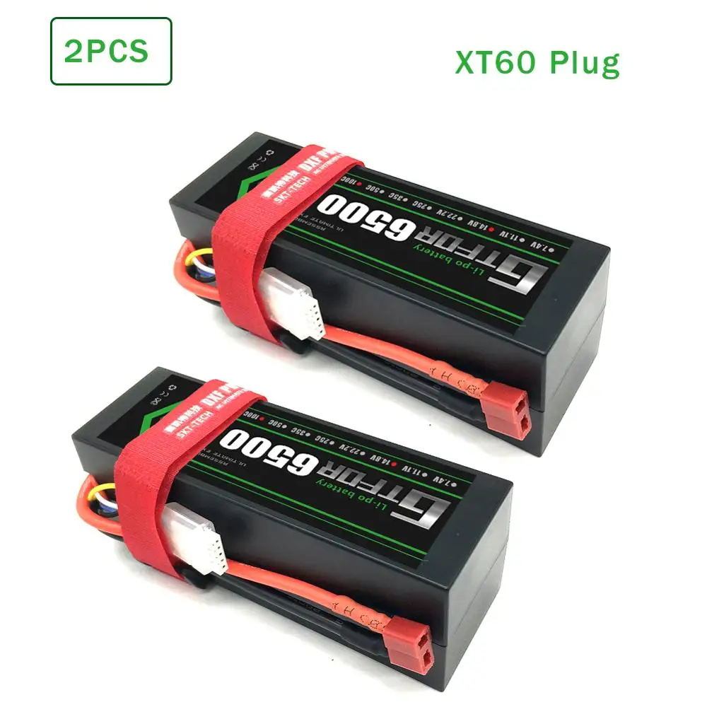 2PCS4S6500hardXT60 GTFDR Батарея Lipo 2S 4S 7,4 V 14,8 V 5200 7000mah 6500 45C 60C 100C MAX 200C Жесткий Чехол для 1:8 1:10 RC багги Truggy автомобиля - Цвет: 2PCS4S6500hardXT60