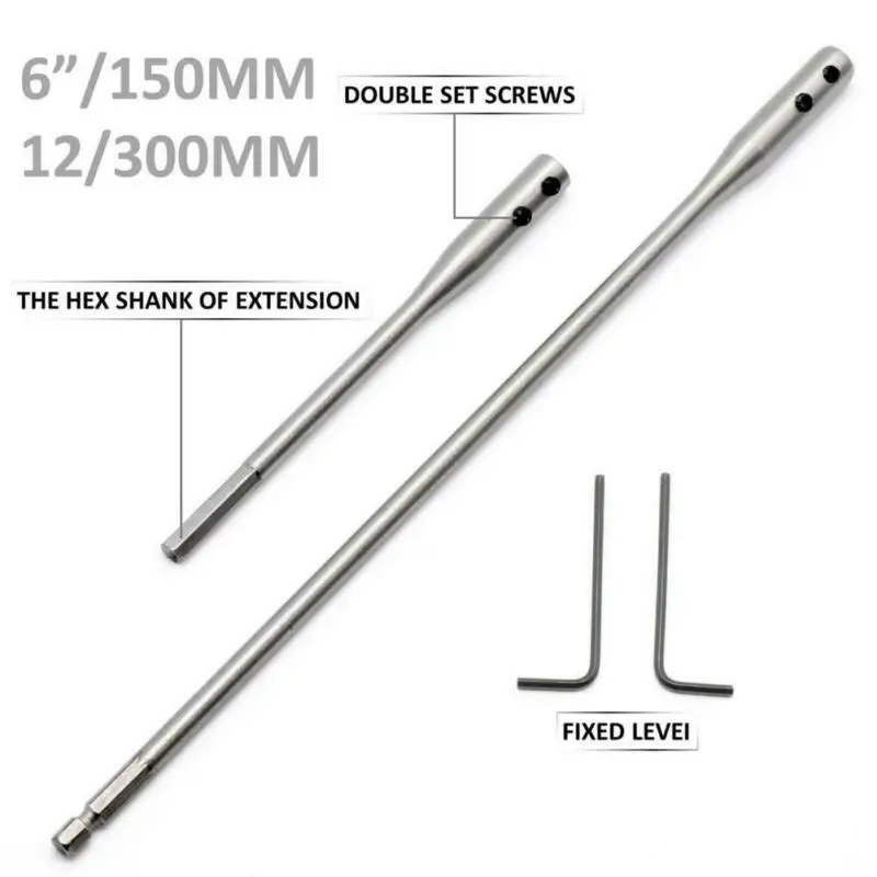 

2pcs/set Drill Bit Extension Bar 150mm 300mm Hex Shank Extender Wrench Kit