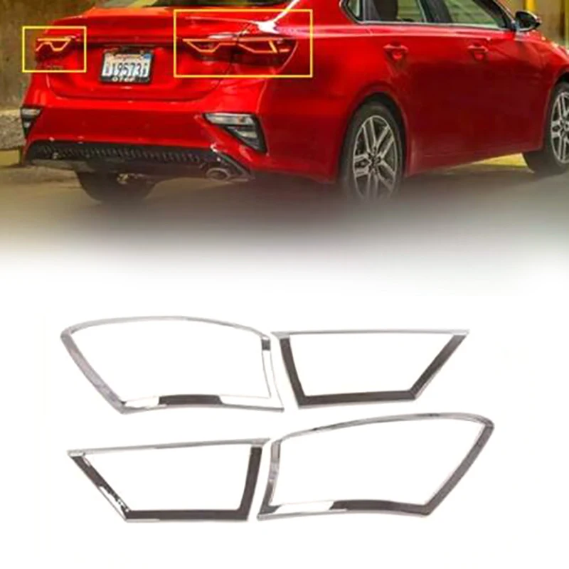 

4Pcs Car ABS Chrome Rear Light Tail Lamp Cover Trim for Kia Forte Cerato 2019-2021 Car Styling