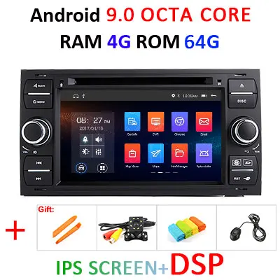 4G+ 64G Автомобильный dvd-плеер Android 9,0 2 din в тире для Ford Transit Focus подключение S-MAX C-MAX Kuga Mondeo Автомобильный Радио gps Мультимедиа - Цвет: 4G 64G IPS DSP B