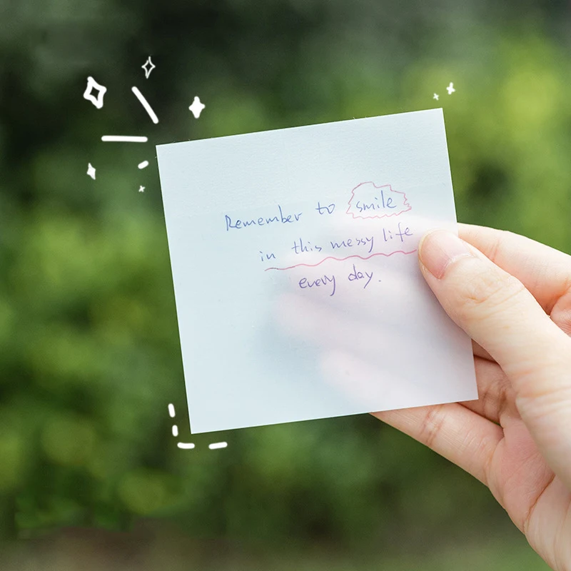 50 Sheets Transparent sticky notes with scrapes stickers simple and high-value note paper for Student office stationery | Канцтовары для