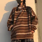 Свитер Женский вязаный в полоску, с длинным рукавом, свободный свитер с круглым вырезом