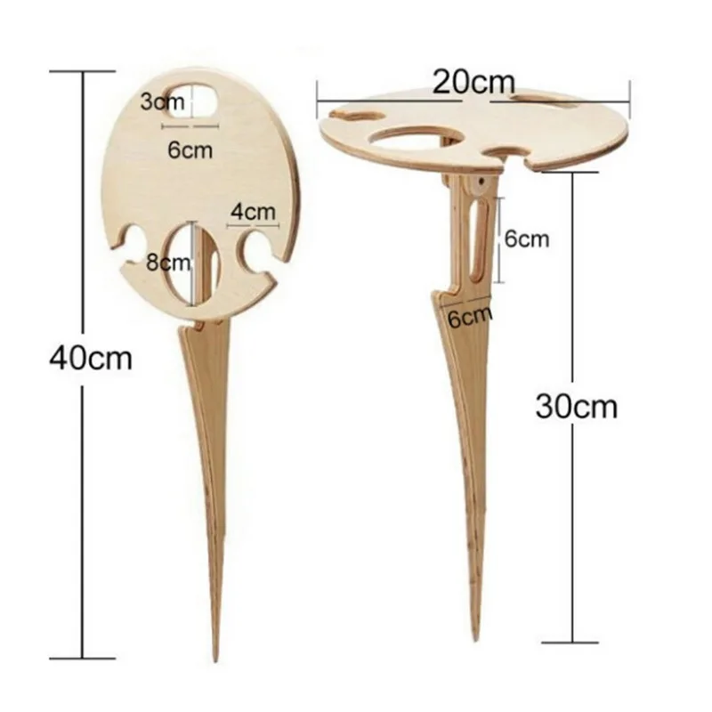 

2021 Portable Outdoor Wine Table with Foldable Round Desktop Mini Wooden Picnic Table Easy To Carry Wine Rack Dropshipping