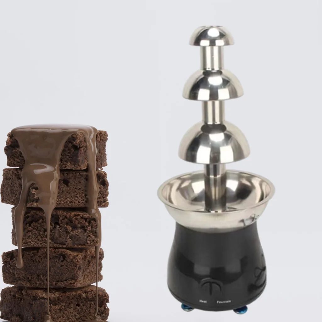 

Stainless Steel 4-tier Chocolate Fountain Machine Sauce Heater, Fun Fondue, for Celebration Plug-US 110 V