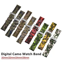 20 22 24 26mm wholesale camo color waterproof silicone rubber replacement watch band strap watchband for pam lumin