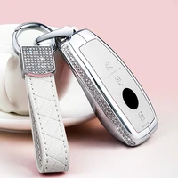 diamond zinc alloy leather car key case cover chain keychain for mercedes benz a b e c s class e260 w205 w204 w176 cla for women