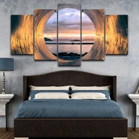 5pcs nordic art painting sunset seascape modular poster hd print modern office living room bedroom home decor picture frameless