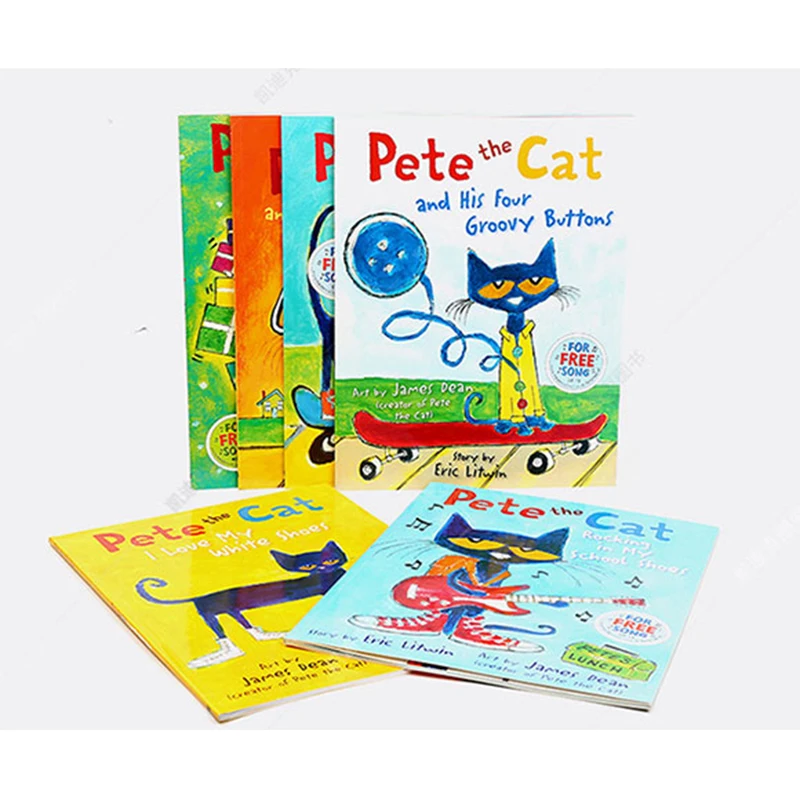 

English Picture Book Short Pete The Cat Set Of 6 Classic Children's Story Kids Baby Books Comics Reading Early Education Libros