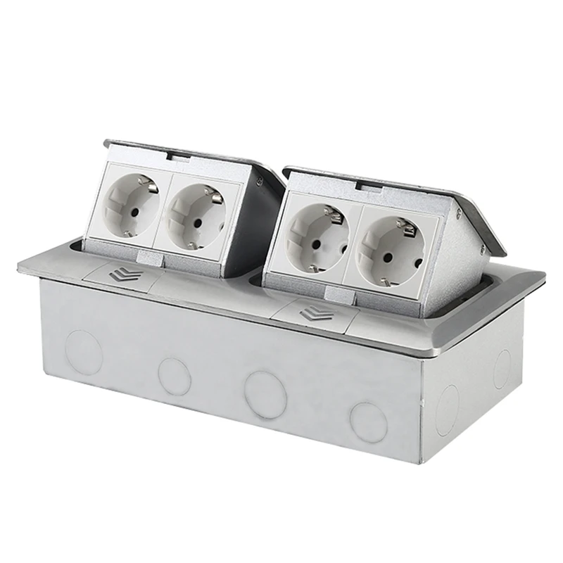 

-Up Ground Power Supply Invisible Electrical Socket with Four European Style Double Socket for Office EU Plug