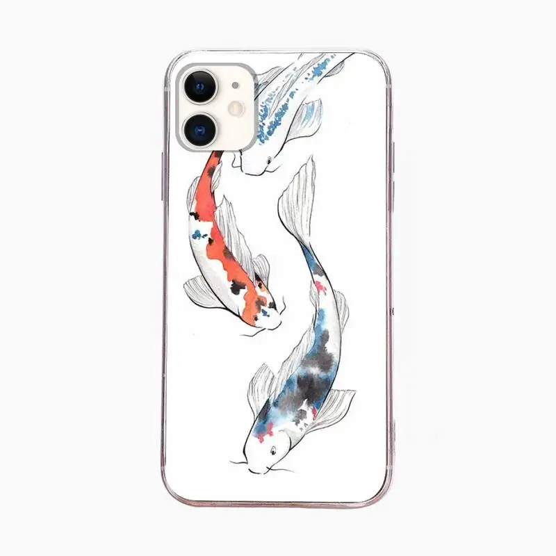 

Ink Painting Fish Phone Case For Iphone 6 6s 7 8plus X Xr 11 12 Mini Pro Max Fundas Cover
