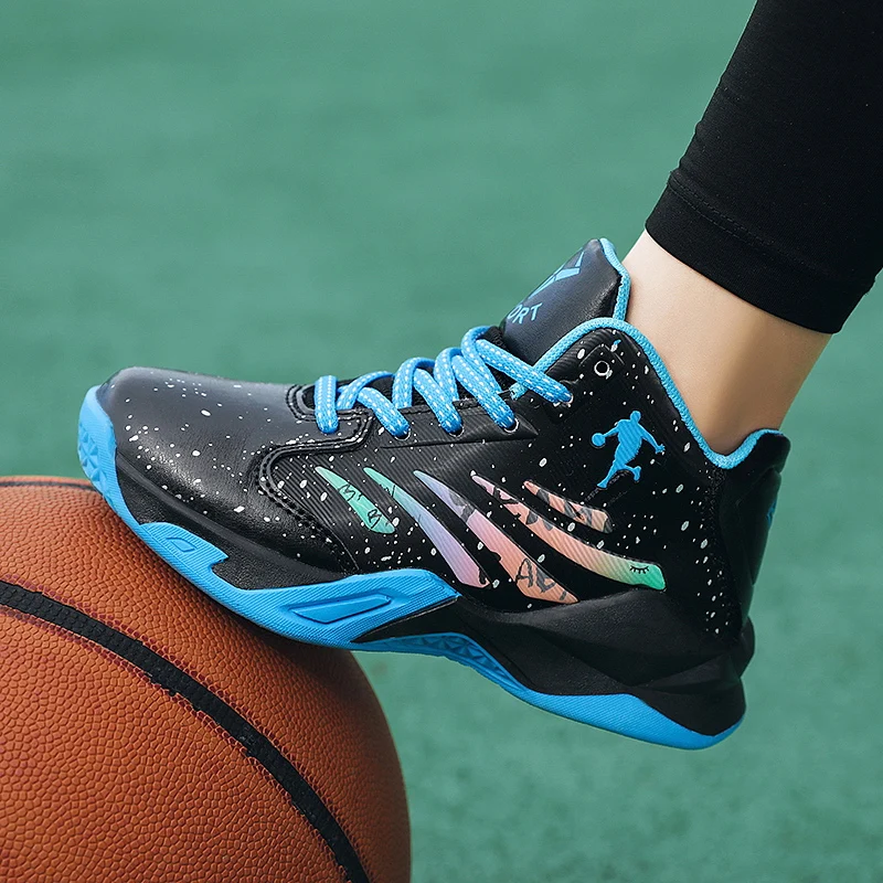 JIEMIAO 2021 New Big Children Basketball Shoes Breathable Comfortable Sports Ankle Boots Basketball Athletic Training  Sneakers