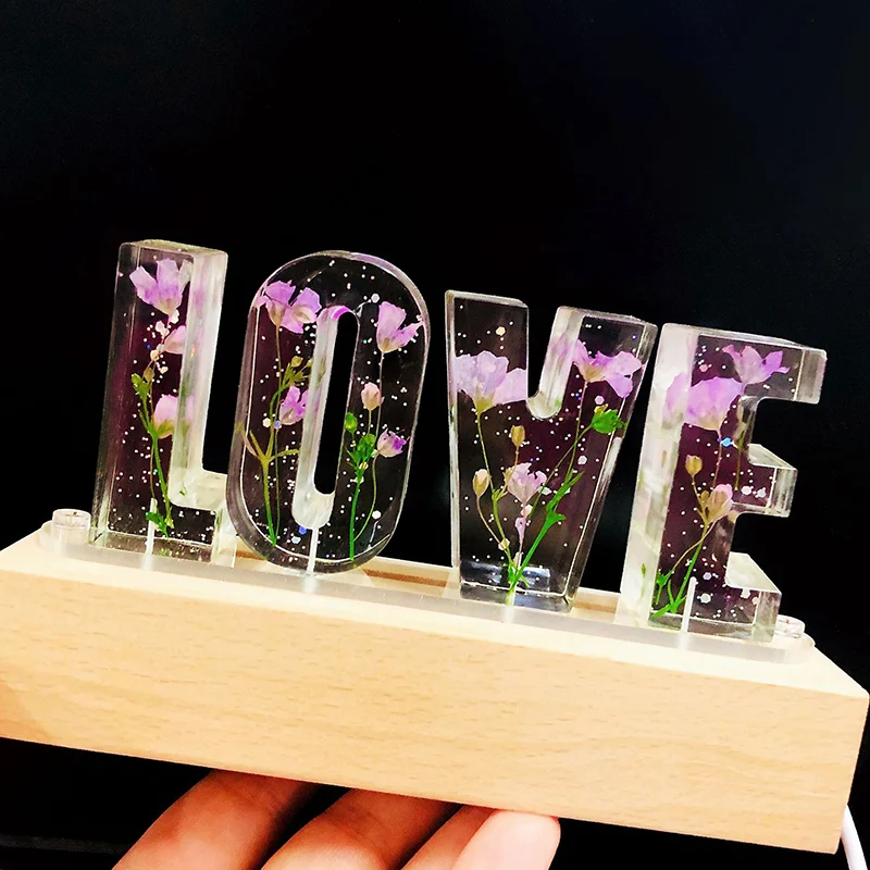 

Dried Flower Valentine's Day Mother's Birthday Gift Light Love Nightlight Desk Lamp Decorative LED Light LAD3