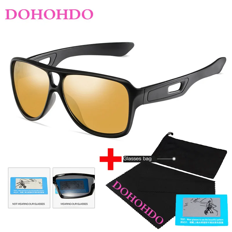 

Солнцезащитные очки DOHOHDO Мужские поляризационные, брендовые солнечные очки Polaroid для вождения, рыбалки, в черной оправе, квадратные солнечные очки