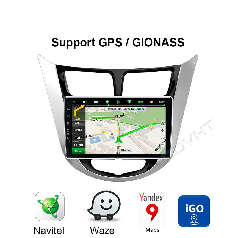 YMODVHT 9 дюймов 4 Гб + 64 ГБ Android 0 автомобильный DVD радиоприемник для Hyundai Verna Accent Solaris I25