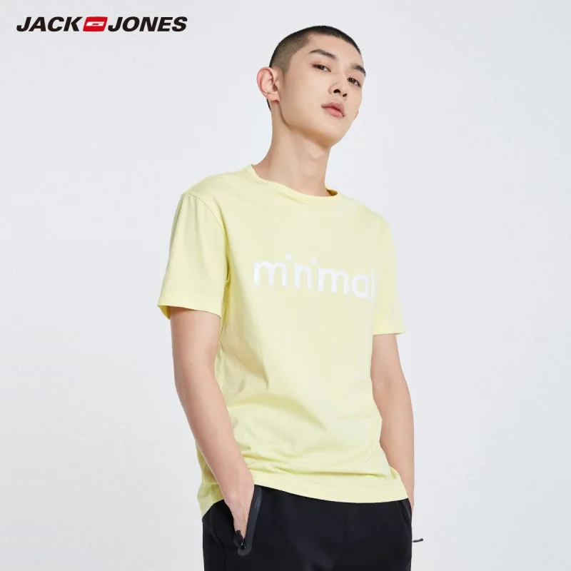 JackJones Мужская футболка с короткими рукавами 100% хлопок 3D принт буквами прямой крой