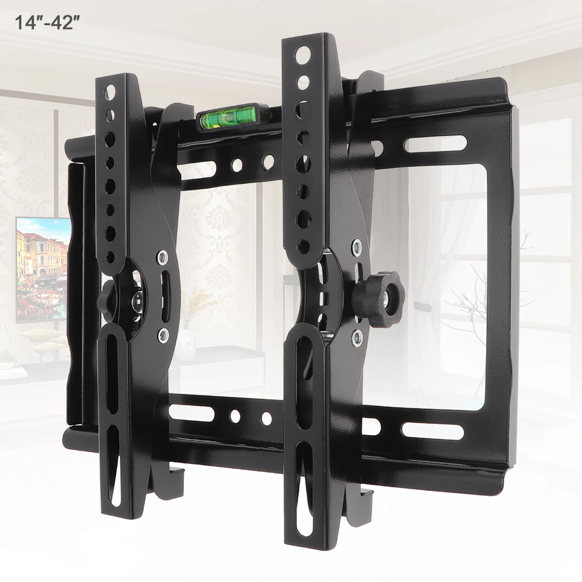 

Universal 25KG Adjustable TV Wall Mount Bracket Flat Panel TV Frame Support 15° Tilt Angle for 14-42 Inch LCD LED Monitor