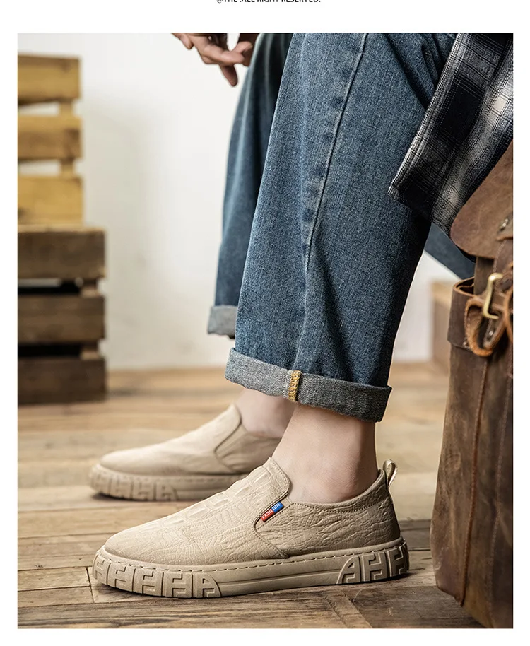 

Khaki Boat ShoesMen's Summer Sneakers Alligator Grain Daydy Shoes Males Gray Sneakers 2021 Designer Grandpa Man Walking Shoes