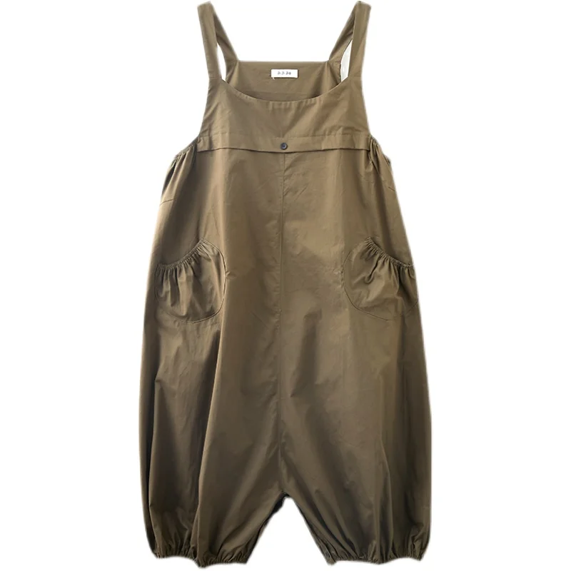 

SuperAen Plus Size Women's 2021 Summer Loose Buttons Solid Color Casual Big Size Jumpsuit Women