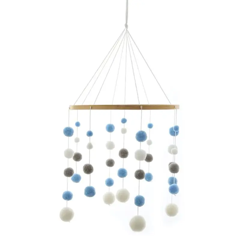 

Baby Crib Wool Ball Mobile Rattle Wind Chime Bed Bell Toys Kids Room Decoration