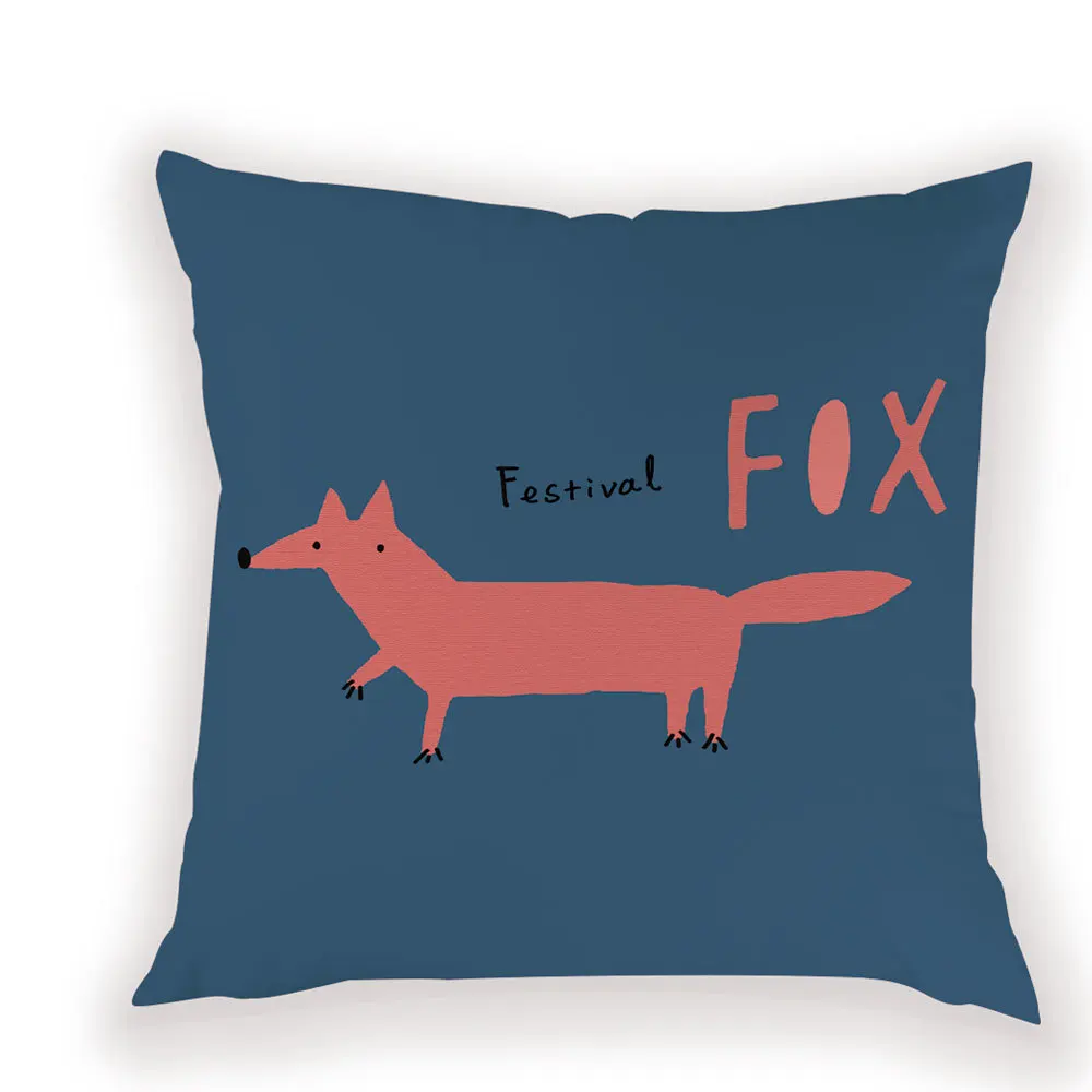 Декоративный чехол для подушки с изображением мультяшной лисы | Дом и сад