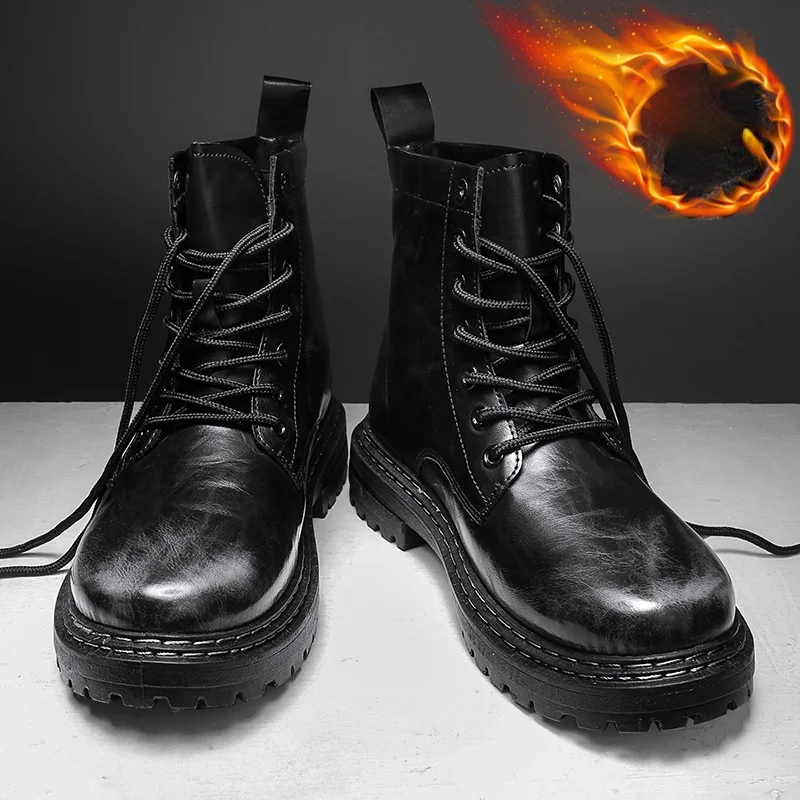 

2021 Fashion Net Celebrity Martin Boots Men's Big Head Tooling Anti-skid Retro Motorcycle Boots