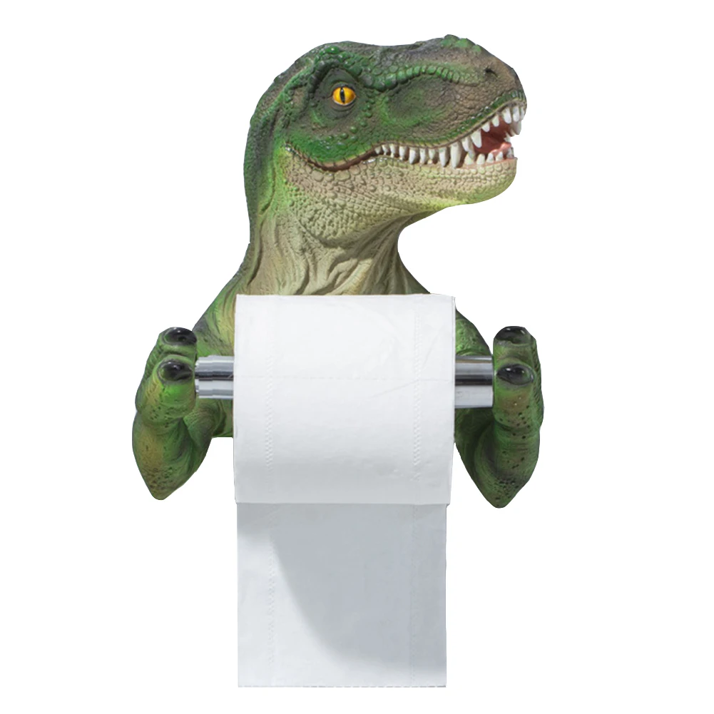 

Decorative Organizer For Bathroom Wall Mounted Resin Toilet Accessories Dinosaur Roll Paper Holder Bedroom 3D Free Punch