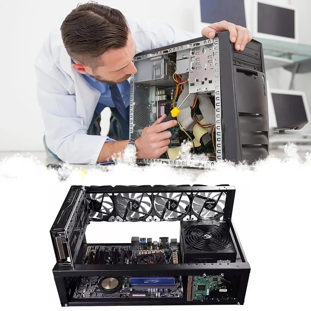 Стальная открытая рамка для майнинга чехол до 6 GPU биткоина криптовалюта валюта