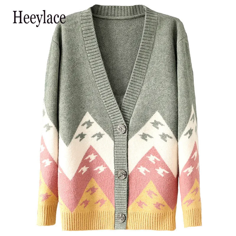 

Vintage Embroidery Women Cardigan Sweater Coat Autumn 2021 Warm Knitted Sweater Jacket Pocket Embroidery Fashion Knit Cardigans