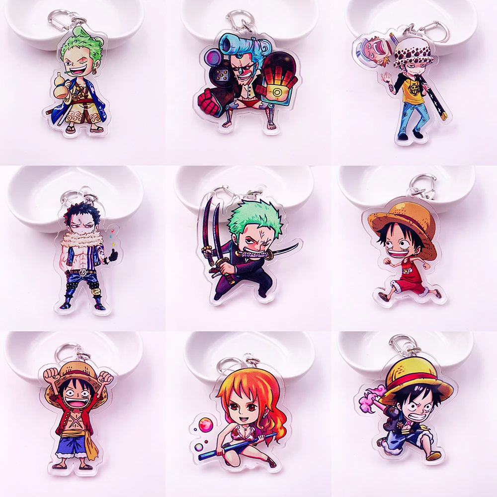 

Cute Cartoon One Piece Keychain Anime Double Sided Acrylic Key Chain Women and Men Kids Keyring Gift Pendant Jewelry Porte Clef