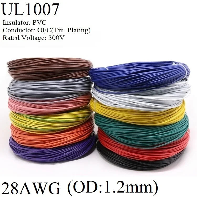 1 м Медный провод 28AWG с ПВХ изоляцией OD 2 мм электронный кабель светильник
