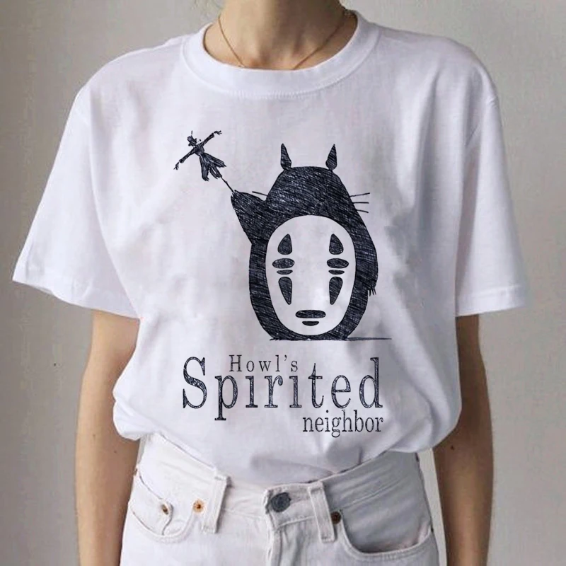 Totoro Studio Ghibli Kawaii Harajuku футболки для женщин Miyazaki Hayao забавная футболка с героями мультфильмов Мода 90s милая футболка Футболки женские - Цвет: 9151