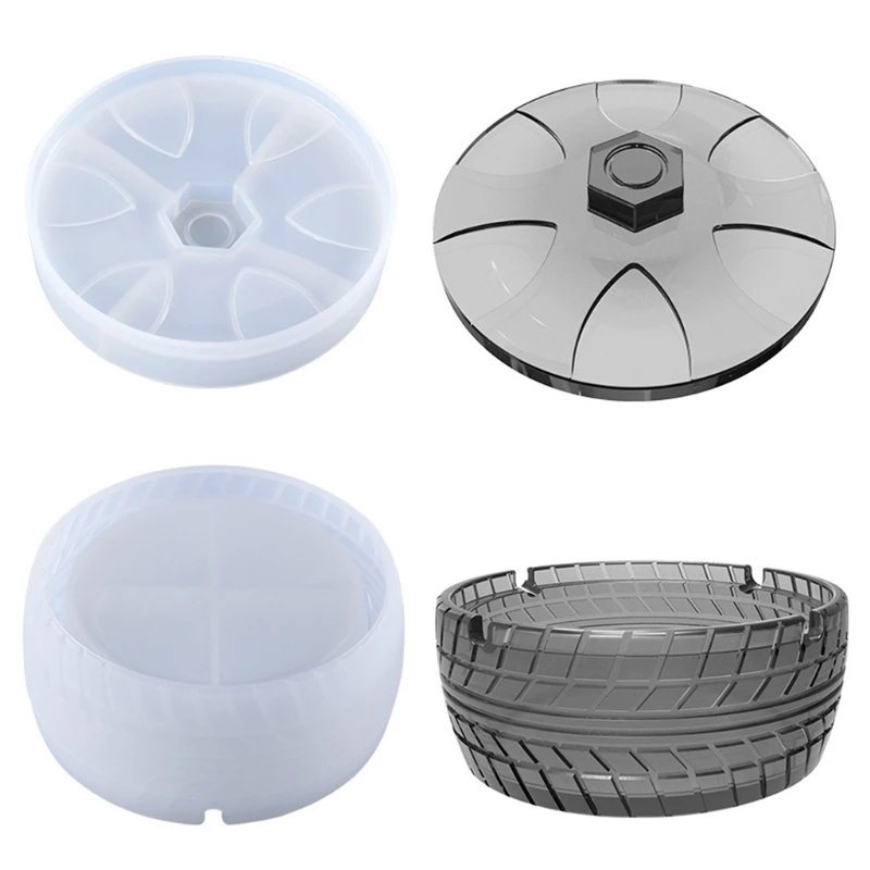 

1 Set Tire Ashtray with Lid Epoxy Resin Mold Cigarette Ash Tray Silicone Mould DIY Crafts Home Decorations Ornament Mold