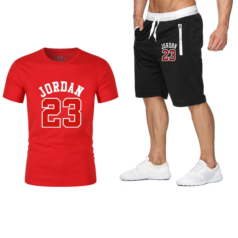 two piece set men outfits jordan 23 t shirt shorts summer short tracksuit sport suit jogging sweatsuit basketball jersey|Мужские