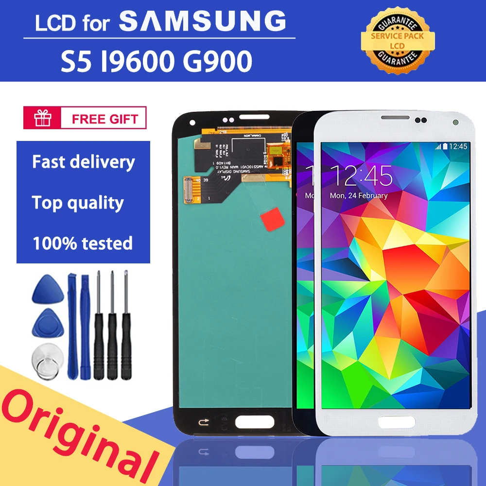 

Original 5.1" LCD Display For Samsung Galaxy S5 i9600 G900 G900F G900M LCD Screen Touch Digitizer Assembly For Galaxy S5 Display