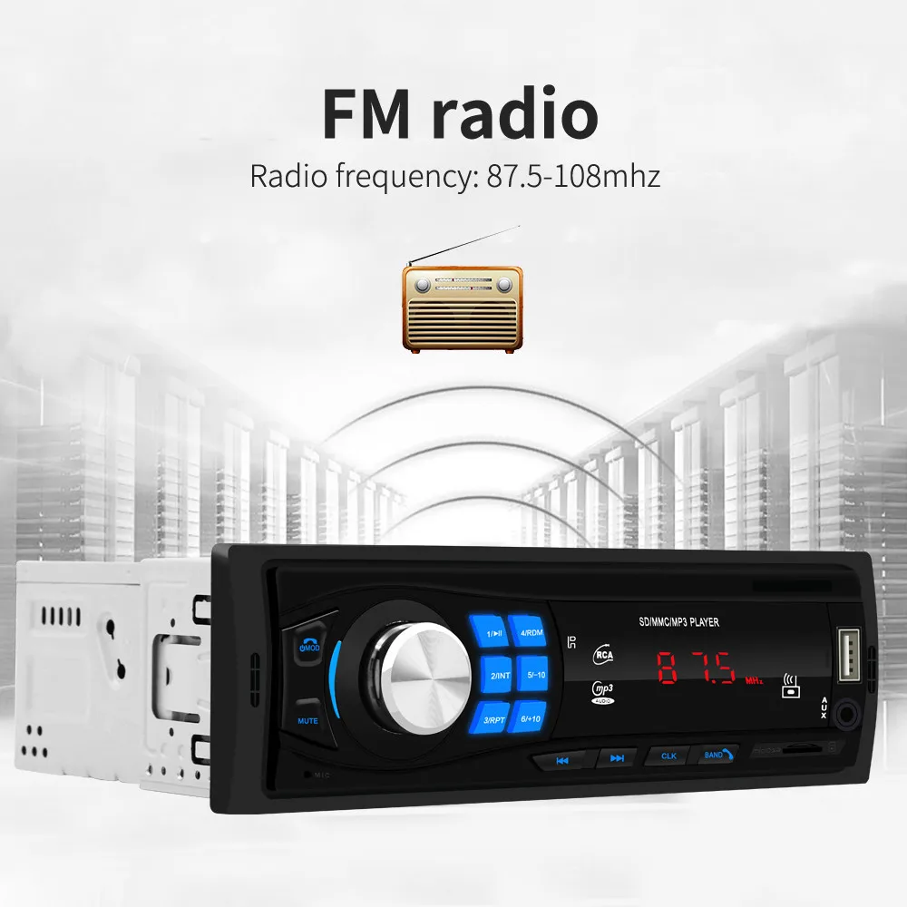 Автомагнитола 1 Din Bluetooth громкая связь стерео In-dash FM Aux вход Mp3 USB WMA AUX в