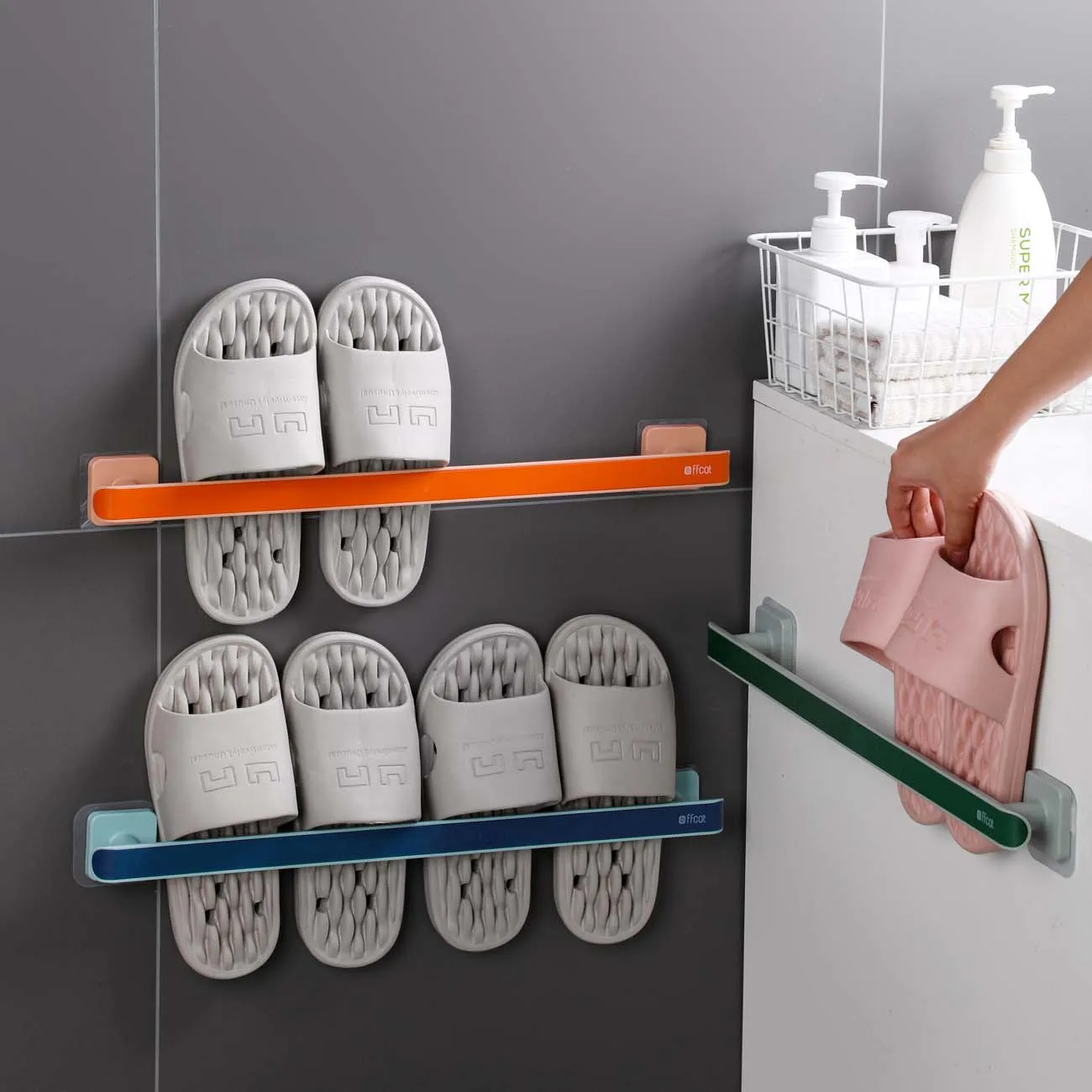 

Towel Rack Household Toilet Bathroom Free Perforated Bath Towel Racks