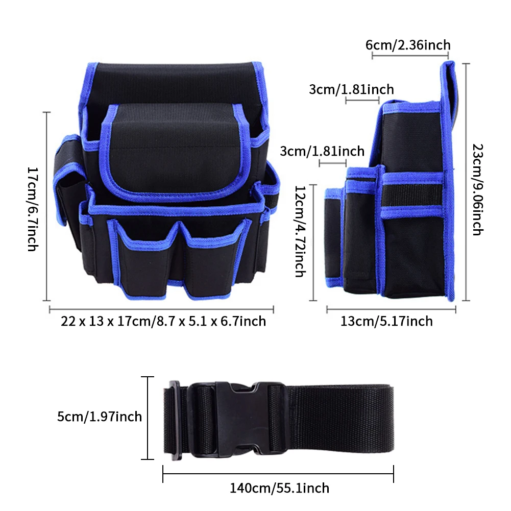 

Storage Packaging Carrying Pouch Tool Bag With Waist Belt Electrician Construction Gardening Adjustable Multi Pocket Work Apron