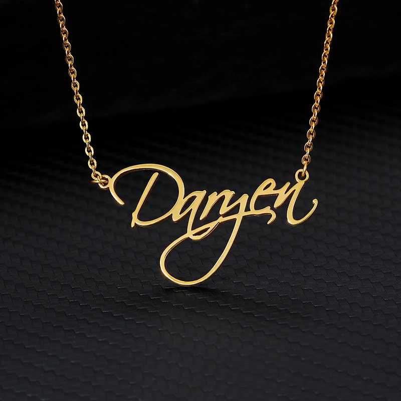 

Custom Cursive Name Necklaces For Women Men Rose Gold Silver Color Stainless Steel Chain Personalized Pendant Necklace Jewelry