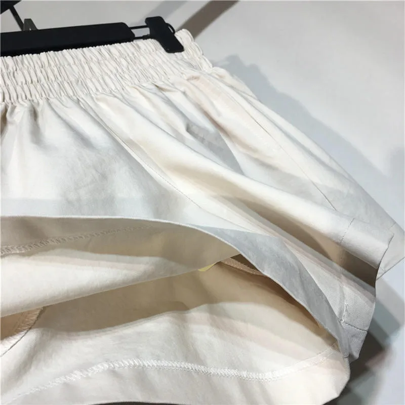 

Harajuku Shorts Women Clothes Casual Elastic Summer High Waist Shorts Feminino Loose Streetwear Wide Leg Mini Shorts Solid Q3992