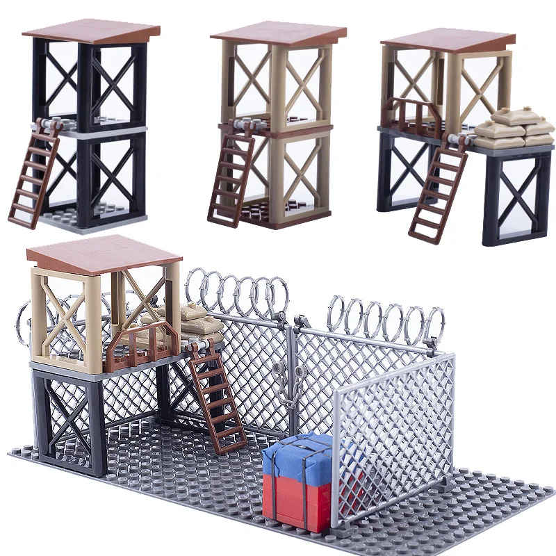

Moc Building Block Military Scene Assembly Figures Accessories Lookout Post Children Toys Sets