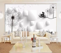 wallpaper for walls 3 d for living room 3d square 3d hand drawn dandelion background wall painting