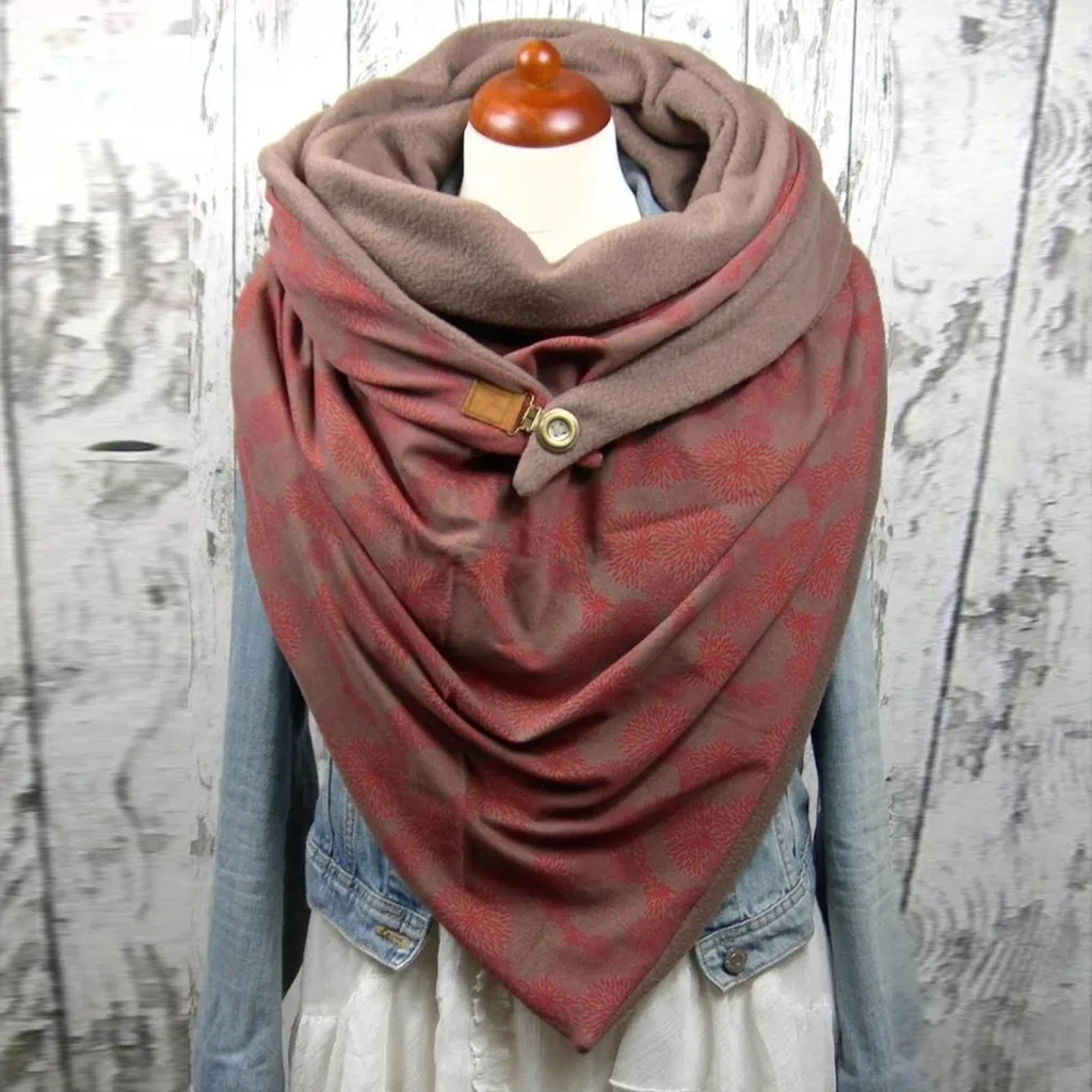 

Fashion Women Scarves Soild Retro Printing Button Soft Scarves Wrap Casual Warm Scarves 2020 Shawls Sciarpa da donna