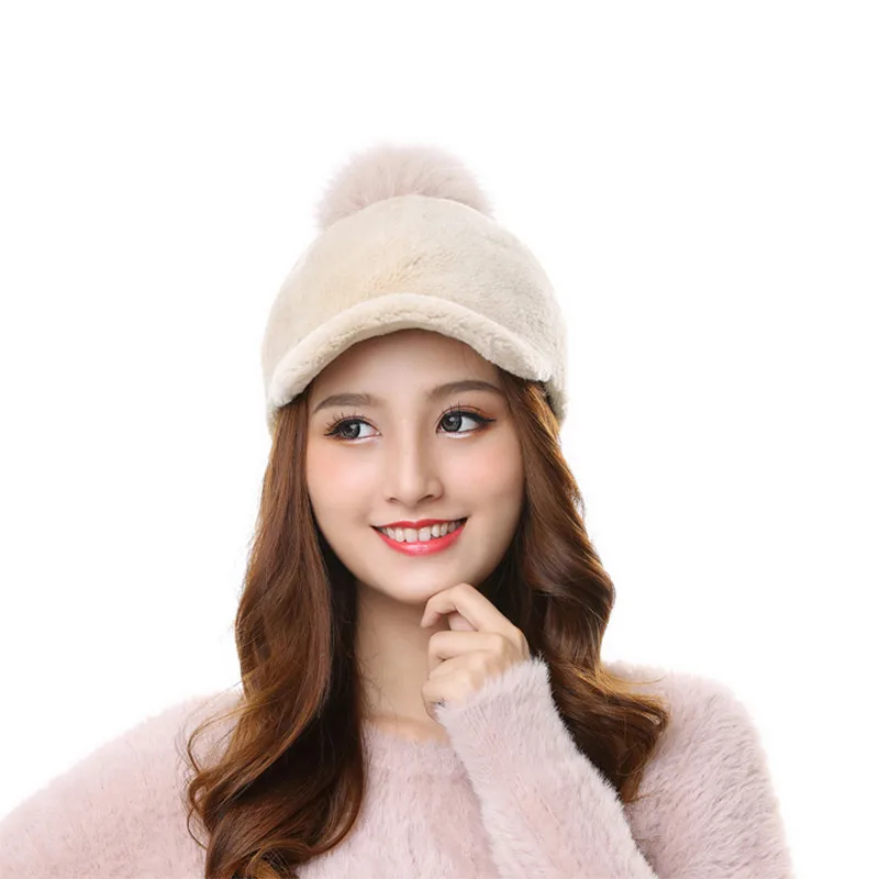 2020 женская зимняя шапка из натурального меха теплая овчины с помпоном лисьего