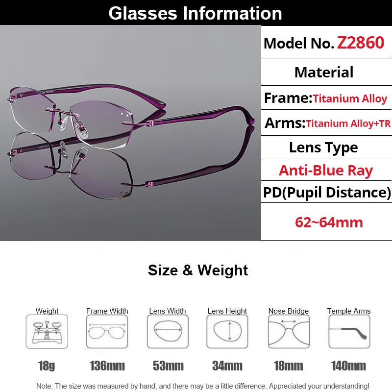 MASSENET ультра светильник титановый сплав для женщин без оправы алмазная обрезка