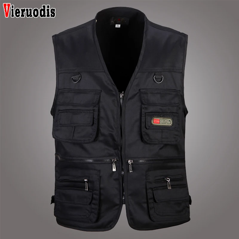 Мужская жилетка на молнии повседневная однотонная с несколькими карманами 4