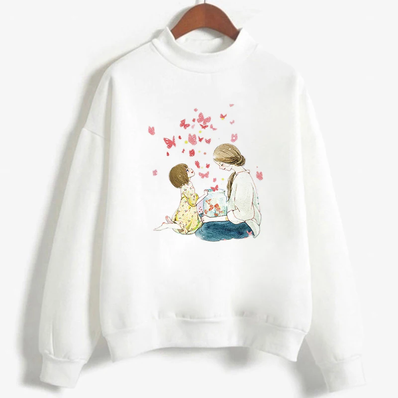 Осень-зима, водолазка для Дня матери, женские белые толстовки, Kawaii одежда, толстовка с принтом супер мамы Harajuku - Цвет: 2900