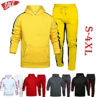 mens stripe tracksuit 2 pieces set sweatshirt sweatpants sportswear zipper hoodies casual male streetwear suits mens clothing